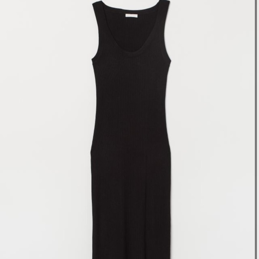 Black Ribbed Bodycon Dress